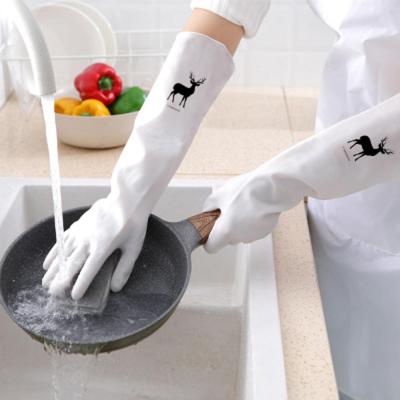 น้ำยาล้างจานยางกันน้ำสำหรับผู้หญิงใช้ในครัวทนทานทำความสะอาดบ้านเครื่องมือสำหรับทำงานบ้าน