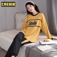 CMENIN สัตว์น่ารักผ้าฝ้ายกางเกงขายาวฤดูใบไม้ร่วงและฤดูหนาว Loungewear ชุดนอนสตรีชุดอยู่บ้าน KY-218647