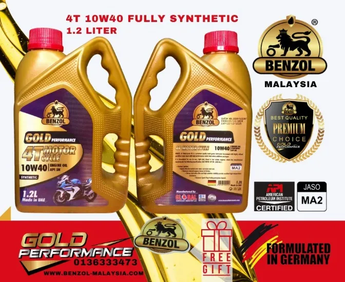 [Hot Item] 4T Motorcycle Benzol Oil Lubricants 10W40 Fully Synthetics 1.2L Lazada
