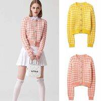 [COD] golf ladies top button-up temperament all-match knitted cardigan casual sports plaid round neck