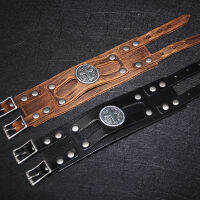 สร้อยข้อมือหนังวัวสไตล์พังก์ยอดนิยม Cross Wide Leather Mens Leather celet Hot Sale