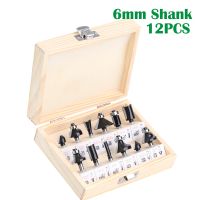 【DT】hot！ 12PCS 6MM Shank Milling Cutter Wood Carving Router Bit Set With Trimming Straight Bits Tungsten Carbide