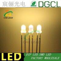 ไดโอด Led 2800-3000K 100ชิ้น Led สีขาวกระจาย3มม. 3.0-3.5V หลอดไฟอุ่น