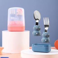 【cw】 Fork Two-Piece Children  39;s Tableware Silicone Feeding Cutlery Set Baby Goods Feeder