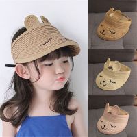 Lovely Summer Kids Straw Hat Portable Foldable Empty Top Suncap Adjustable Wide Brim Beach Hat For Baby Child Casual Visors Cap