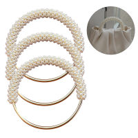 LATER Pearl Round Bag Handle Metal Ring Braided Colorful Beads DIY Handmade