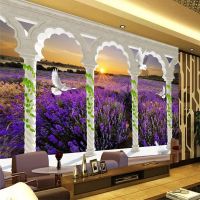 ❁ Decorative wallpaper Fantasy 3d provence purple lavender background wall painting