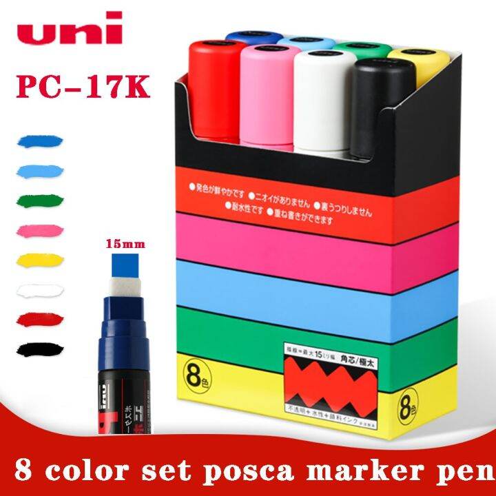 UNI Marker POSCA PC17K 8 Color Set POP Poster Waterborne Advertising