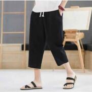 Quần dài lững qua gối unisex nam nữ chất đũi