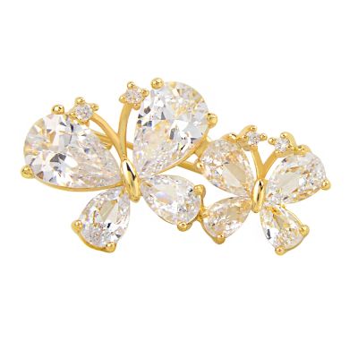 CINDY XIANG Small Cubic Zirconia Butterfly Brooches For Women Collar Pin Insect Jewelry 2 Colors Available Copper Material