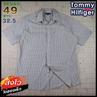 Tommy Hilfiger®แท้ อก 49 เสื้อเชิ้ตผู้ชาย ทอมมี่ ฮิลฟิกเกอร์ สีแดงฟ้า เสื้อแขนยาว เนื้อผ้าดี ใส่เที่ยวใส่ทำงาน