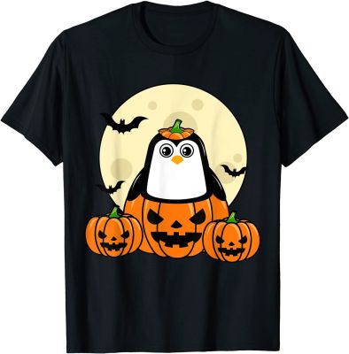 Penguin Pumpkin Moon Bats Costume Cute Easy Halloween Gift T-Shirt Cotton Fitness Tight Tees Plain Men Top T-shirts Fashionable