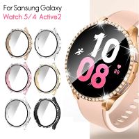 2IN1 Diamond Glass Case cover For Samsung Galaxy Watch 5 4 40 44mm Bumper Protective Case For Samsung Galaxy Active 2 Accessorie