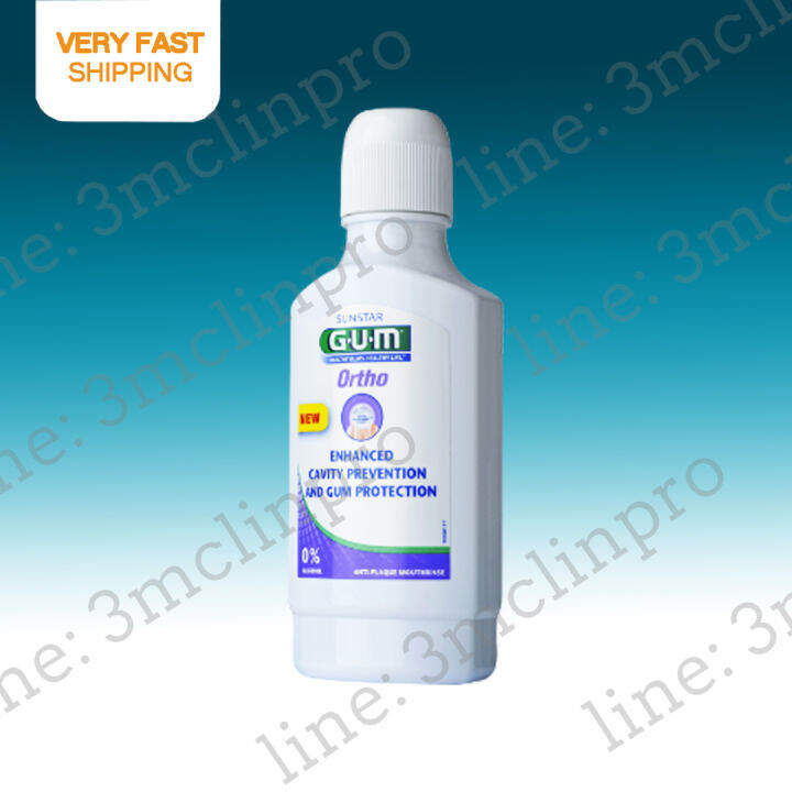 ถูกสุด GUM Ortho Rinse น้ำยาบ้วนปากสำหรับคนจัดฟัน ไม่มีแอลกอฮอล์ มี
