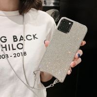 【16- digits】 Rhinestone Bling Diamond Glitter สร้อยคอสายคล้องคอ Crossbody เคสโทรศัพท์สำหรับ iPhone 13 12 X XR XS 11 Pro Max 7 8 6 6S Plus SE