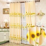 Rèm Che Nắng Rèm Cửa Sổ Vải Voan Trong Suốt Thêu Hoa Hướng Dương Phòng
