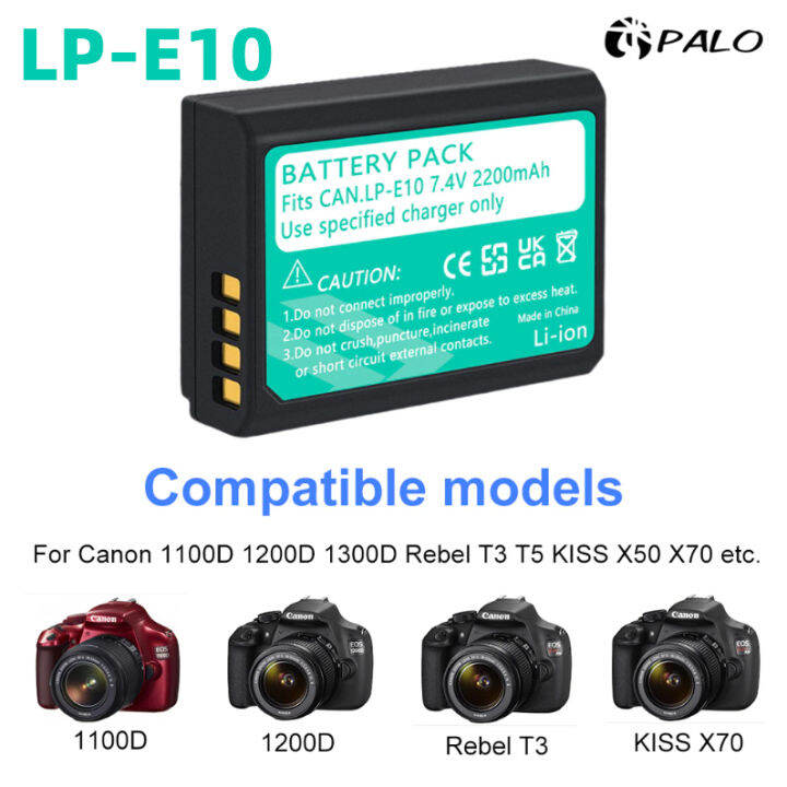 PALO LPE10 LPE10 LP E10 Camera Battery for Canon EOS 1100D 1200D 1300D 2000D 4000D Rebel T3 T5