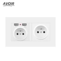 ☽▩◕ Avoir French Electrical Sockets With Dual USB Charger Port Plug 5V 2A Plastic Panel Power Wall Socket FR Electrical Outlets Plug