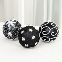 Decorative hanging ball black silver 8cm shopping mall window Christmas decoration scene layout Christmas tree pendant