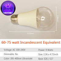 A19 E27 UV Blacklight Bulb 9W UV LED Bulb lamps Violet Decor for Blacklight Party Body Paint Fluorescent Poster Neon Glow D30