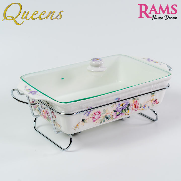 Queens 3L Premium Porcelain Chafing Dish with Metal Rack