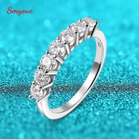 แหวนทองประดับเพชรสำหรับงานแต่งงานแหวนทองแหวนมอยส์ซอไนต์3มม. 0.7CT Smyoue