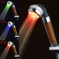 Hot Bathroom Shower SPA 3 Color LED Light shower water Temperature controlled visible showerhead mineral Filter Shower head Gift Showerheads