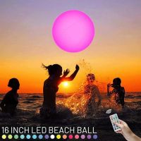 LED Glow Beach Balls Toy 16 Inch Inflatable Light Up Beach Balls Remote Control Color Changing Beach Pool Party games Toy Decor Balloons