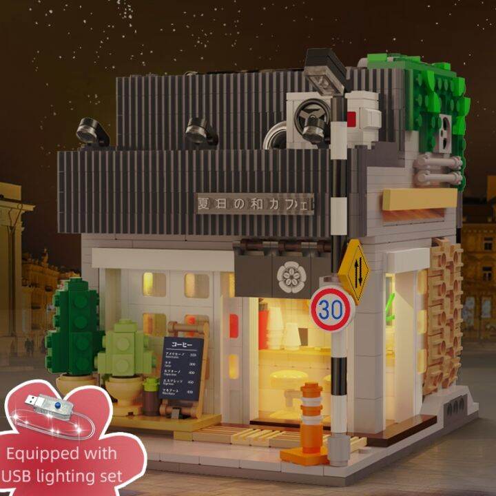 1116pcs-cada-led-city-japanese-style-summer-restaurant-coffee-house-building-blocks-friends-light-shop-bricks-toys-for-kids-gift