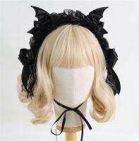 【LZ】✙  Gothic Black Bat Evil Hairpin para Mulheres e Meninas Headband Halloween Cosplay Lace Hair Clip Acessórios Lolita B2281