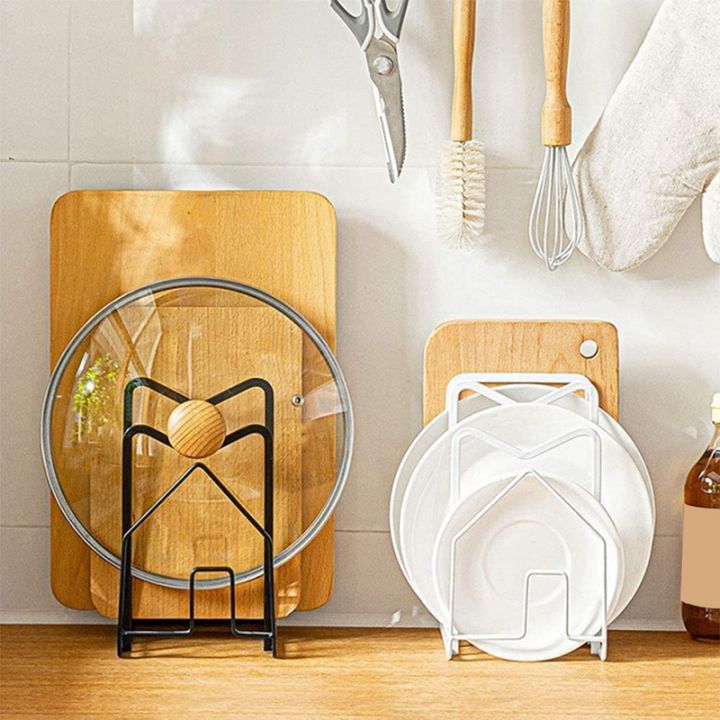 2pcs-cutting-board-rack-chopping-board-organizer-stand-holder-kitchen-countertop-pot-pan-lids-rack-organizer-black-white
