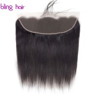 Bling hair 13x4 HD ลูกไม้ปิดด้านหน้าโปร่งใสผมมนุษย์บราซิลตรงหูถึงหู hd Lace Frontal Only Remy Free Part