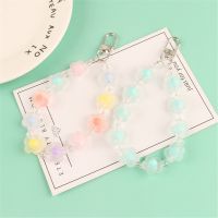 Cute Candy Color Flower Beads Anti-lost Lanyards Mobile Phone Chain Keyring Keychain Bag Backpack Decor Case Strap Pendent Gifts