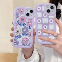 เคสโทรศัพท์มือถือลายการ์ตูนเกาหลีน่ารักยิ้มดอกไม้หยักขอบหยักฝาครอบป้องกัน