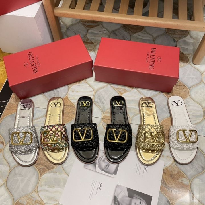 2023-new-british-fashion-vt-gold-buckle-flats-v-buckle-flip-flops-woven-slippers-womens-summer-outer