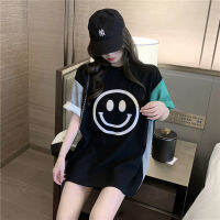 Short Sleeve Oversize T-shirt Fashionable Student Contrast Hip Hop Smiley Female Large Size Base