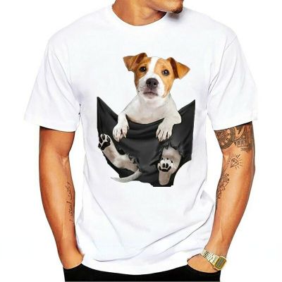 Jack Russell Inside Pocket T-Shirt Dog Lovers Shirt Men Loose Breathable Fashion Graphic Tee Funny Casual Streetwear Tops