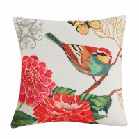 18" Polyester Linen High-quality Square Birds And Flower Sofa Decorative Cushion Covers Living Room Chair Soft Pillow Case