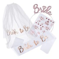 【YF】 4pcs/set Bride To Veil Sash Hiarband Wedding Decorations Stickers Bachelorette Bridal Shower