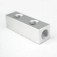 1/4 quot; BSP 20x20mm 2 Way 5 Port Pneumatic Solid Aluminum Quick Connector Manifold Block Splitter Hose Plug Socket Base