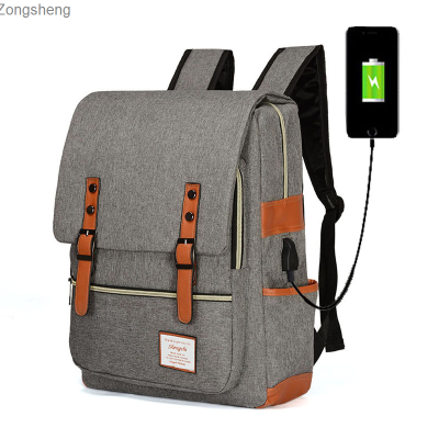 ฉบับภาษาเกาหลีกระเป๋าเป้สะพายหลังชาร์จ USB กระเป๋าสะพายสารพัดประโยชน์กระเป๋าเป้สไตล์มหาลัยกระเป๋านักเรียน Zongsheng