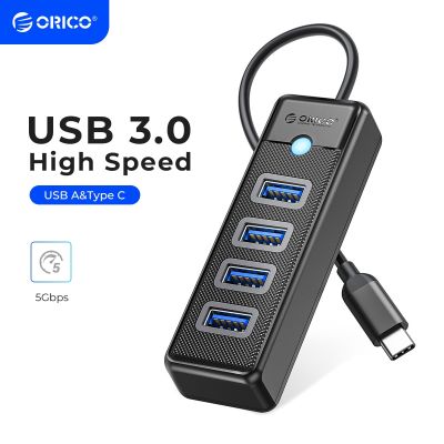 ORICO 4พอร์ต USB ฮับ3.0 5Gbps ความเร็วสูงหลายประเภท C Splitter Ultra Slim OTG Adapter สำหรับคอมพิวเตอร์พีซีอุปกรณ์เสริม Macbook Pro