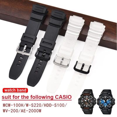 ✁ สายนาฬิกาสำหรับ Casio MCW-100H/110H/W-S220/HDD-S100 WV-200/AE-2000/2100 สายเรซิ่น 16 มม. อุปกรณ์เสริมสำหรับนาฬิกาสายซิลิโคน