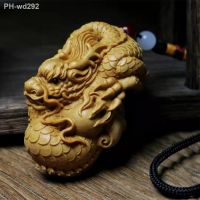 Thuja wood Carving Shenlong pendant Wooden hand-carved Chinese mascot Backpack Keychain Car Decoration Pendant special offer
