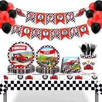 Racing Car Birthday Party Decor Disposable Tableware Cup Plate Race Ballon Happy Brithday Banner Kids Baby Shower Party Supplies