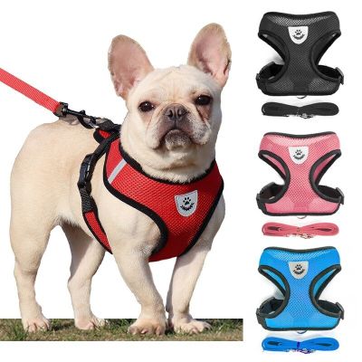 Pet Dogs Harness Leash Mesh Set For Small Dogs Adjustable Puppy Cat Chest Strap For Small Medium Dogs Cat Harnesses Vest Bulldog Collars