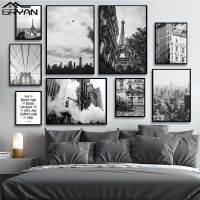 ✘◄✠ Vintage สีดำสีขาว New York City โปสเตอร์ Paris Tower Bridge ภาพวาดผ้าใบพิมพ์เครื่องบินจักรยาน Wall Art Picture Home Decals