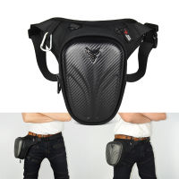 Carbon Fiber Motorcycle Drop Leg Side Bag Black Motorcycle Bag Hard Shell Outdoor Casual Waist Bag Motorbike Hip Bum Pack Moto