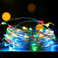 Hot USB 5V ไฟ LED String 510M Fairy ทองแดงลวด String กันน้ำกลางแจ้ง Garland สำหรับ Christmas Party Room งานแต่งงาน Decor