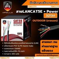 สายแลนLAN CAT5E พร้อมACสายไฟ ยาว 305 เมตร สีดำ ยี่ห้อApollo ALP 1003 สายแลนเคเบิ้ลแบบติดตั้งภายใน/ภายนอก